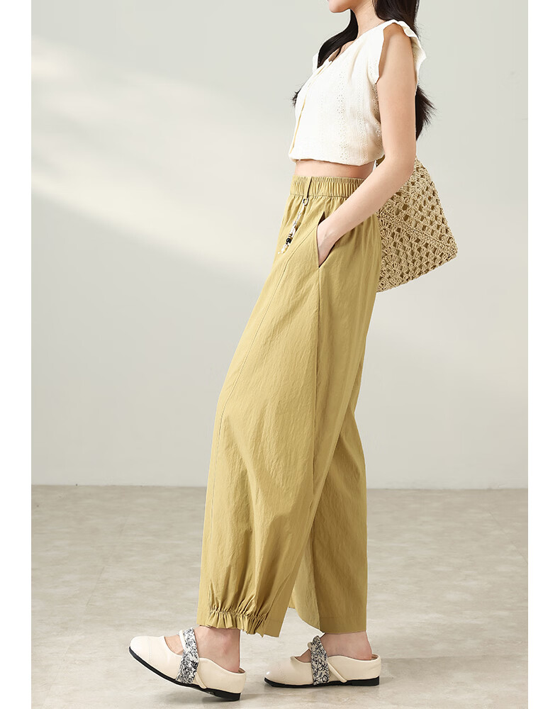 Langsha Chinese Style Flower Bud Casual Pants Women Year of the Horse Spring Summer Thin High Waist Comfortable Wide Leg Lazy Fashion Versatile Pants 18