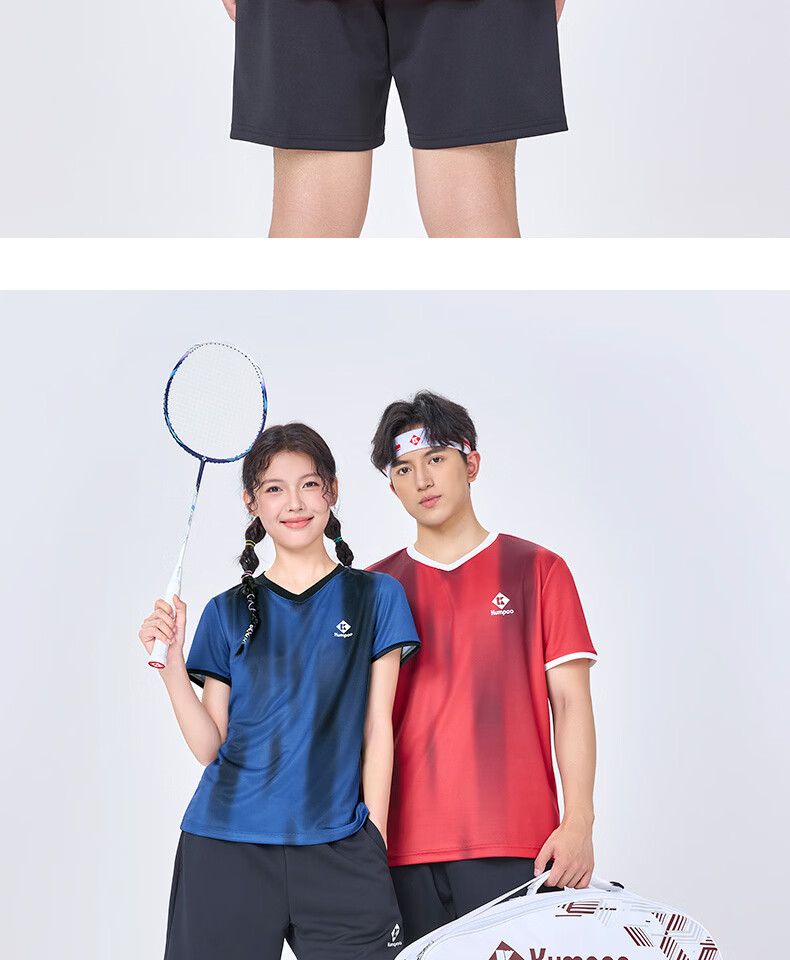 KUMPOO 26th Anniversary New Men's Badminton Shirt Short Sleeve Fashion Loose Breathable K261M-1154 Dark Blue M 10
