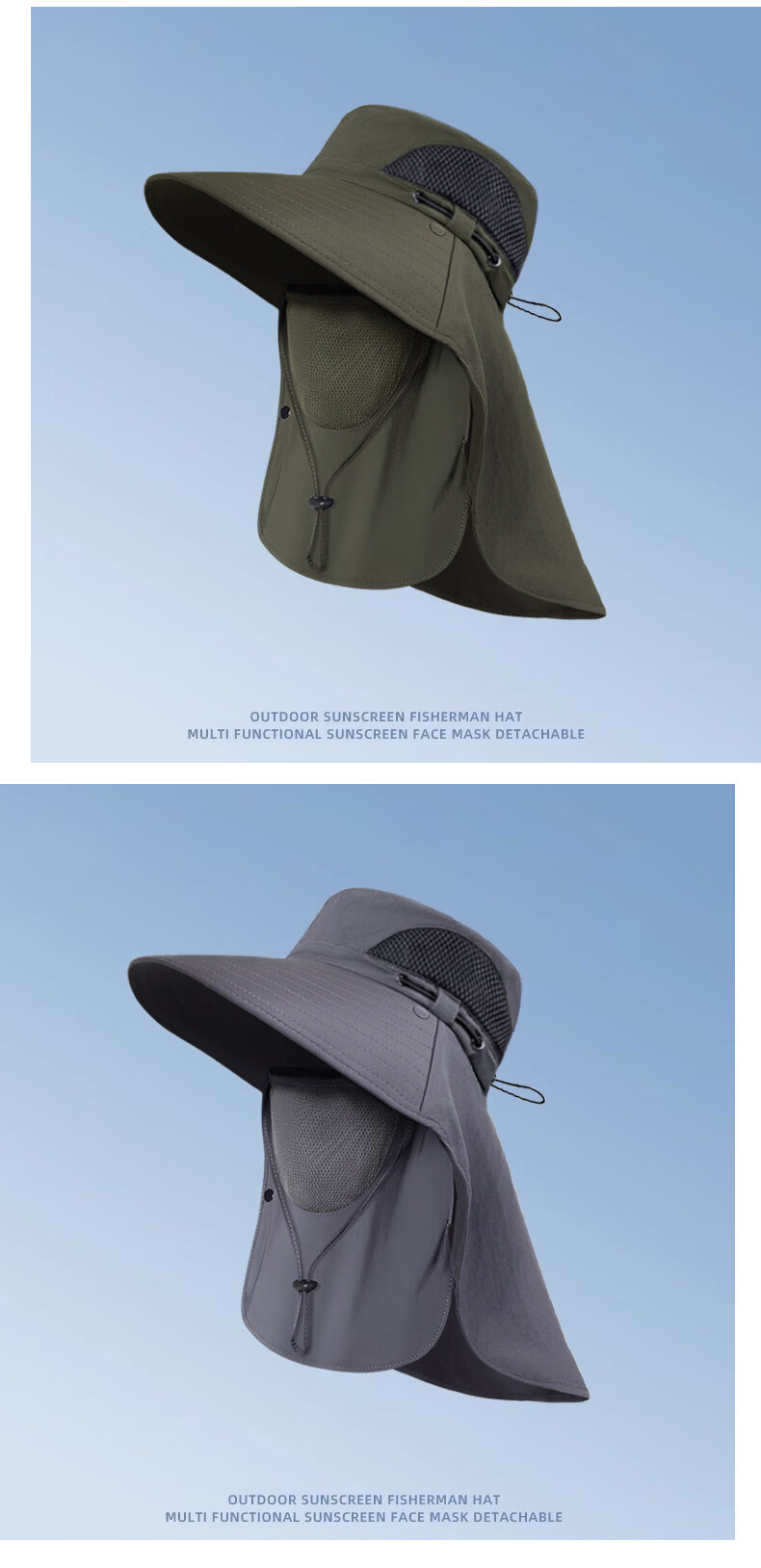 HAOGUAN Men's Summer Sunshade Hat Large Head Circumference Sun Protection Outdoor Fishing Sun Hat Wide Brim Mountaineering Bucket Hat 8