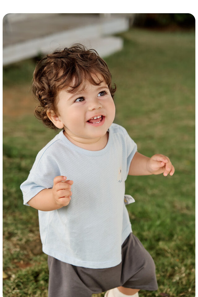 TONGTAI Baby Short Sleeve Summer Thin Set Boys Girls PP Pants T-Shirt Shorts Gray 100cm 16