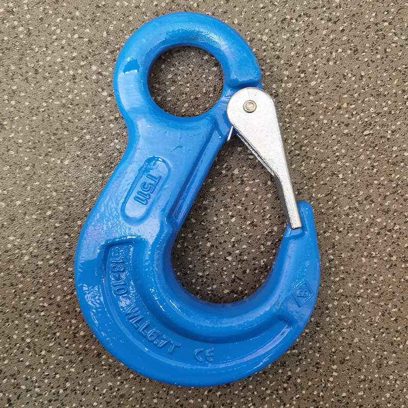 吊钩美式环眼钩货柜勾大开口勾旋转勾g80起重索具吊钩铁钩子钢钩 蓝色