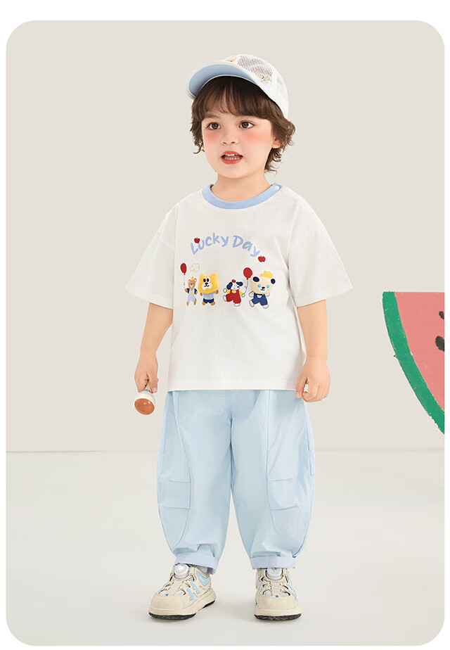 Kaka Panda Baby Clothes Boys Casual Versatile Short Sleeve Summer Cartoon Half Sleeve Girls Thin Top Summer 3