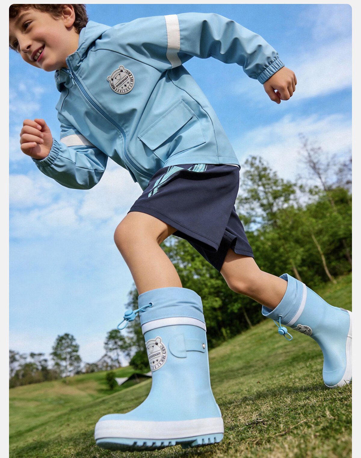 Sweet Baby Kids Rain Boots Boys 7-12 Years Old School Use JD Self-operated Non-slip Durable Rubber Rain Shoes 15