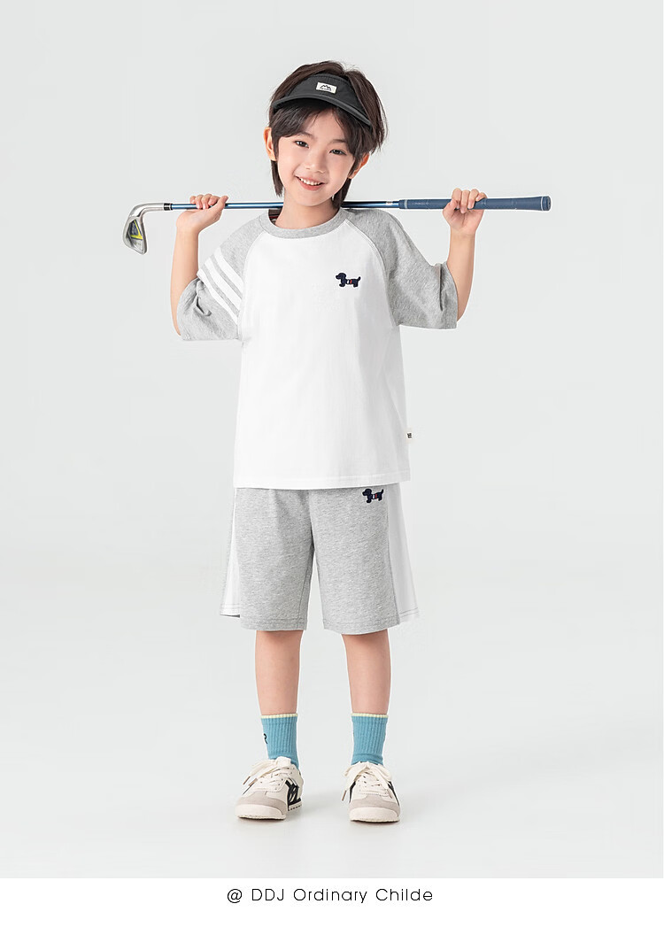 Duoduo Kids Pure Cotton Cooling College Style Set Boys 2026 Summer Raglan Short Sleeve Shorts Two-Piece Sportswear 23