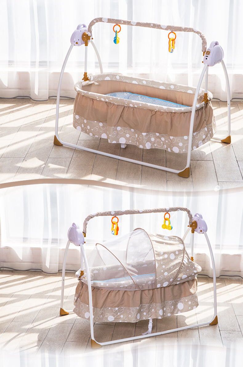 小儿摇床婴儿电动摇篮床宝宝安抚摇床摇摇床加大款蓝牙电动摇床bb床