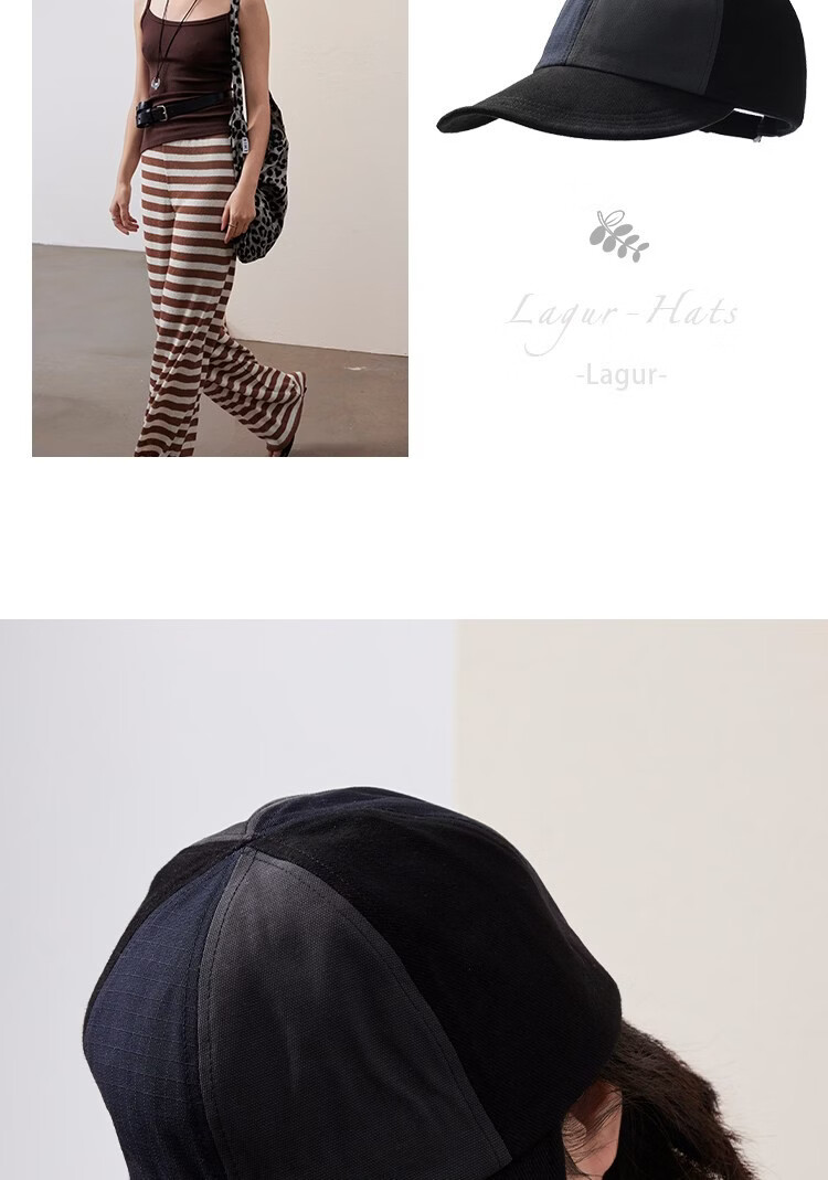 Lagur Couple Edition "Black Gray Yamamoto Style" 100% Cotton Duckbill Baseball Cap Sun Hat Face Slimming Firebrick Red 16