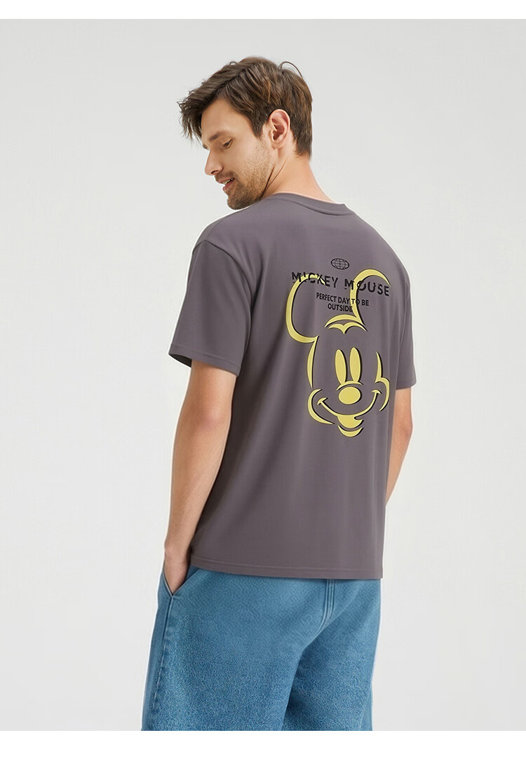 Disney Kids Boys and Girls Short Sleeve T-Shirt 2026 Summer New Parent-Child Matching Children's Basic Off-White Short Sleeve T-Shirt Size 110 30