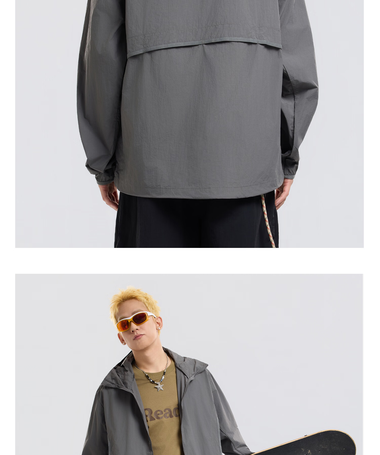 Metersbonwe Men's Sun Protection Jacket Thin Coat UV Protection Outdoor Sports Breathable Sunproof Coat Kas Rock Gray M 29