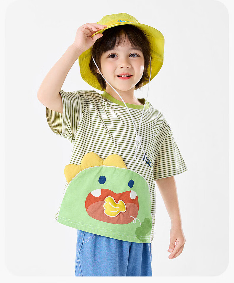 Dudu Kids Cartoon Summer T-Shirt Boys Short Sleeve Cotton Girls Summer Baby Lightweight Top Green Stripes Size 80 8