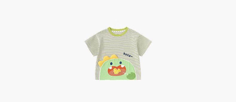 Dudu Kids Cartoon Summer T-Shirt Boys Short Sleeve Cotton Girls Summer Baby Lightweight Top Green Stripes Size 80 5