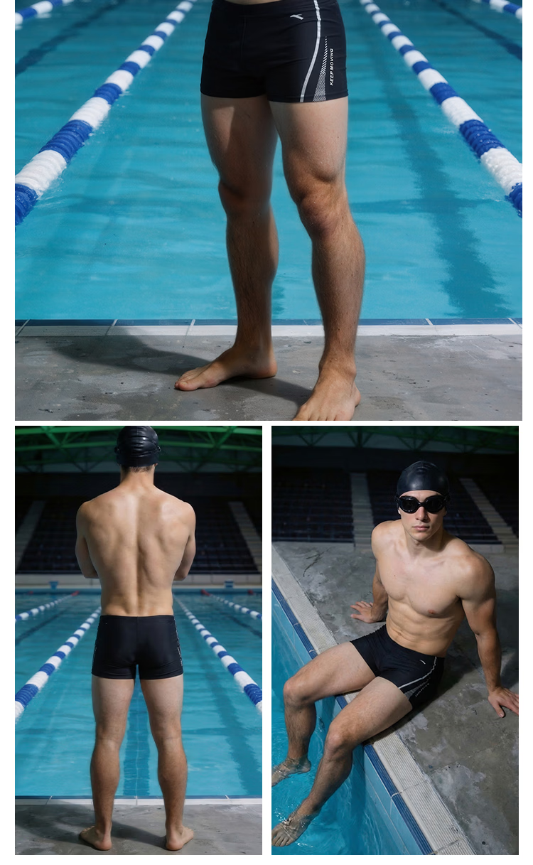 ANTA Men's Swim Trunks Square Leg Racing Swimsuit Goggles Cap Square Leg 400 Degree Set L 15