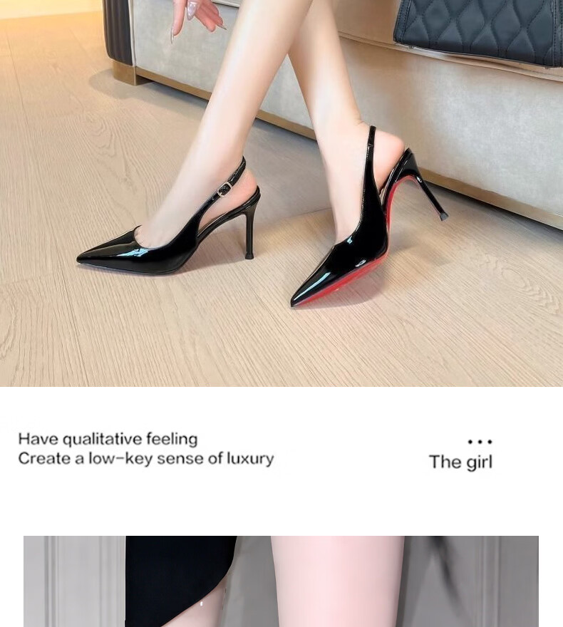 FOOTOPPO Women's Fashion Sexy Black Red Sole High Heels Flirty Elegant Stiletto Large Size 20
