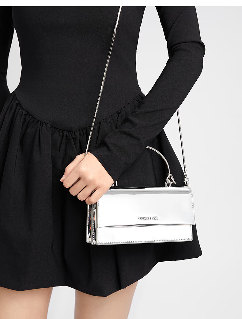 CHARLES&KEITH Textured Handbag, Chain Strap Crossbody Shoulder Bag, Women's Small Square Purse, Birthday Gift, CK6-10840559 13