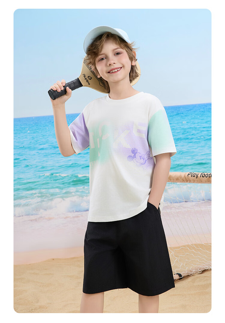 Disney Boys' Casual Short Sleeve T-Shirt and Shorts Set, Off-White, Size 110 17