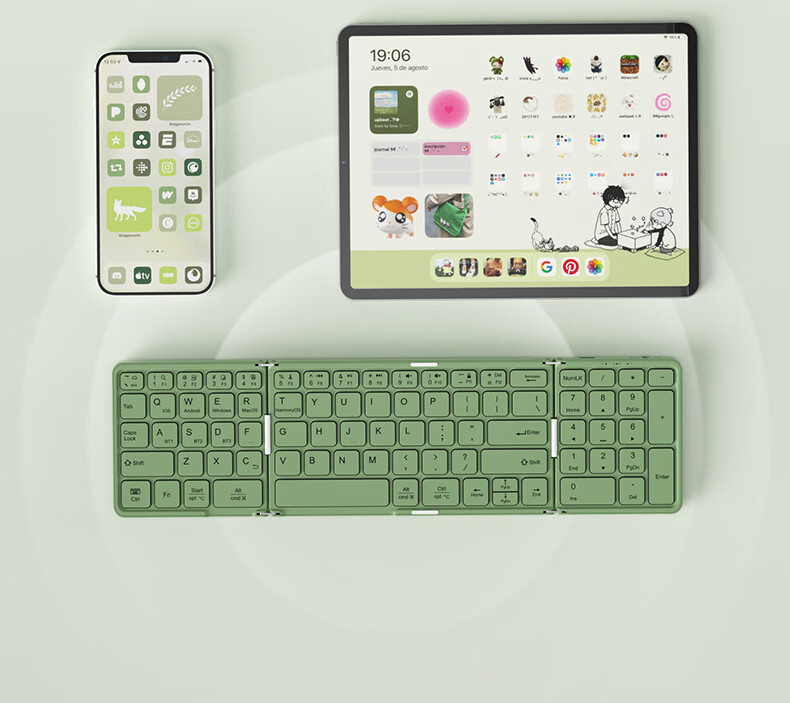B.O.W Hangshi X30 Triple Bluetooth Folding Keyboard for iPad Tablet Huawei Xiaomi Phone Laptop Universal Silent Portable Compact Rechargeable Black 3