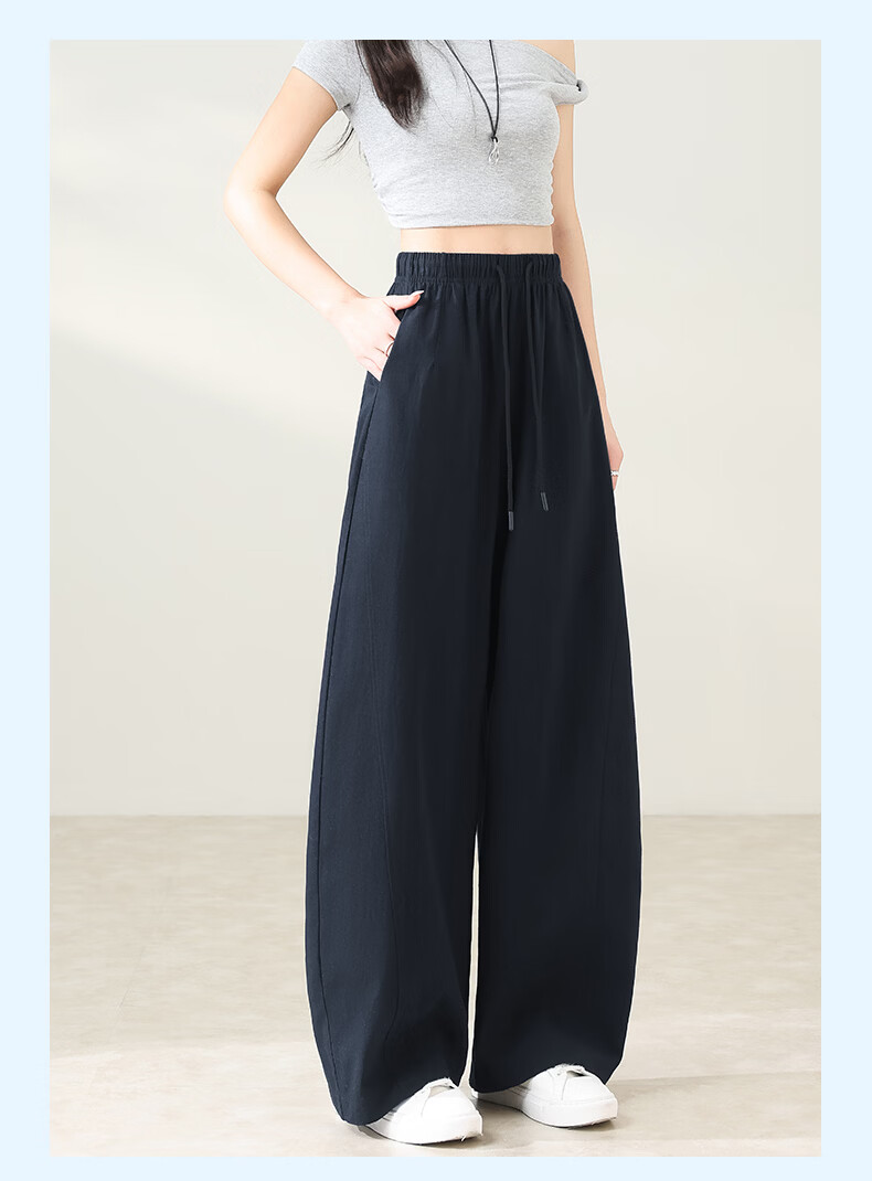 LangSha Tencel Cotton Casual Pants for Women Spring Summer Cool High Waist Wide Leg Slim Lyocell Curved Leg Travel Versatile Long Pants 20