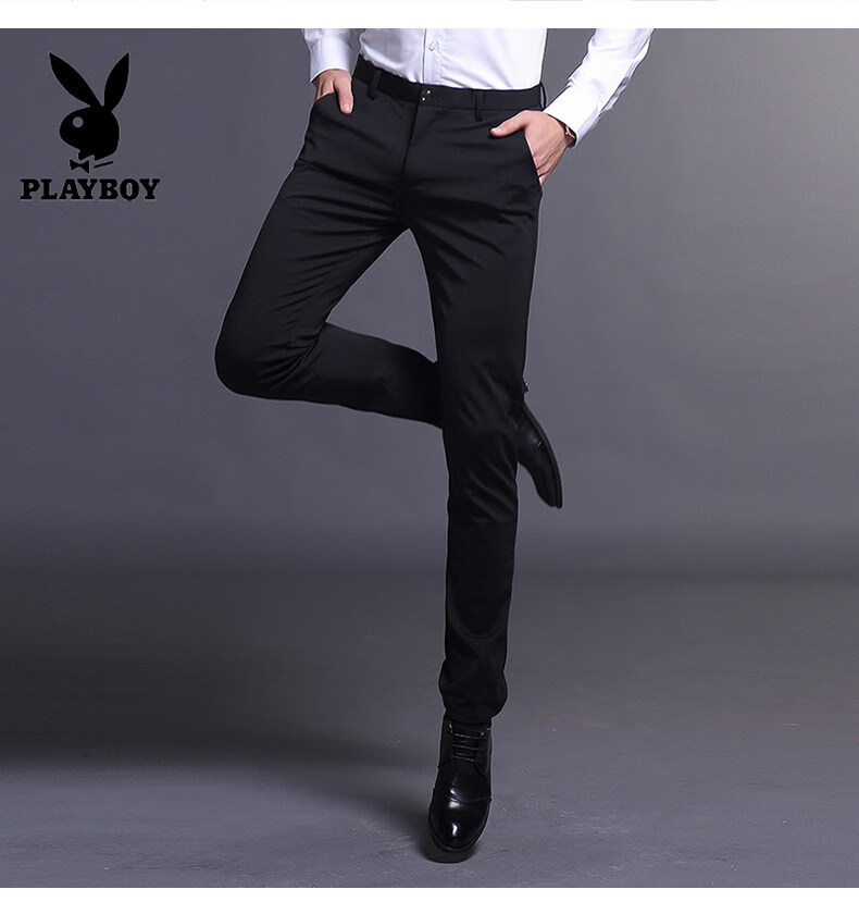 PLAYBOY Premium Men's Casual Pants Spring and Autumn Stretch Breathable Slim Fit Tapered Long Pants Summer Thin Korean Style Business Trousers 16