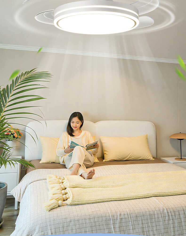 Dell Invisible Fan Light Pure Eye Protection Ceiling Fan Light Silent Home Dining Living Room Integrated Ceiling Fan Lamp New Electric Fan Light Fixture 9