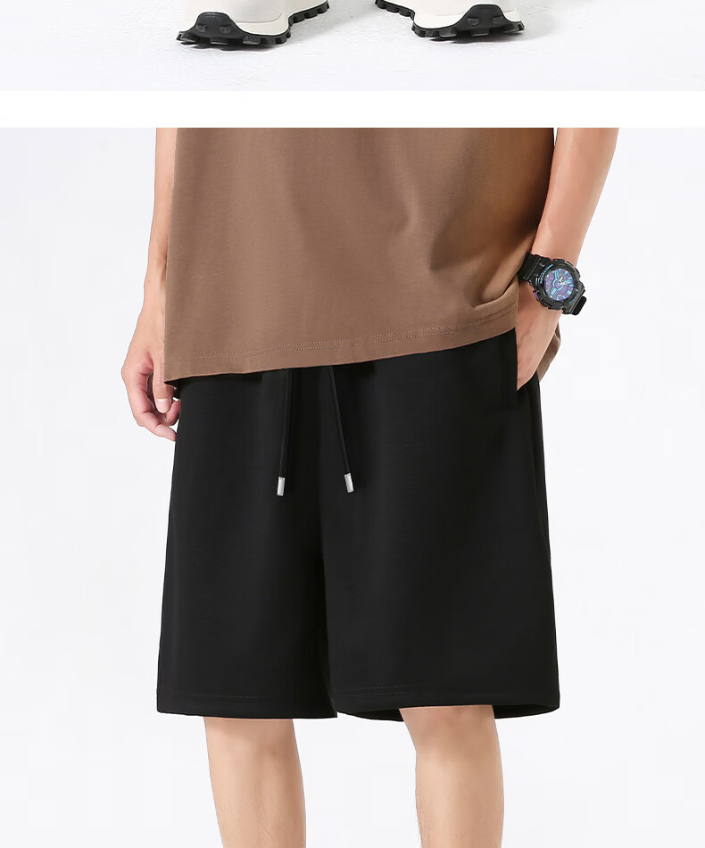 MINISO Men's Shorts 2026 New Pure Cotton Summer Loose Fit Five-Point Pants Casual Design Mid-Length Pants Light Gray XL 18