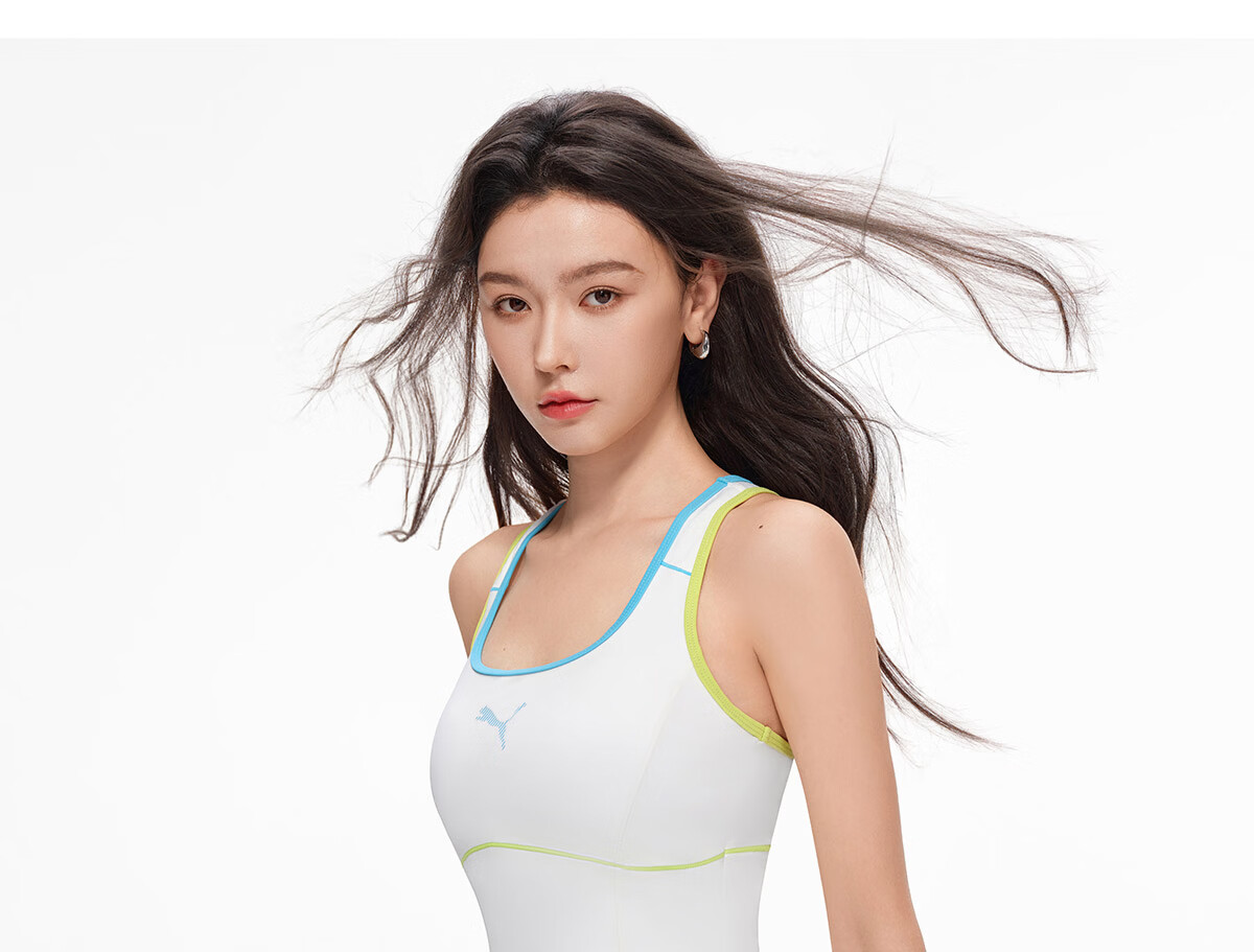 PUMA Women's One-Piece Swimsuit, Slimming And Concealing, High-Performance Racing Swimwear, Suitable for Hot Springs And Swimming Pools, Plus Size Equipment 27