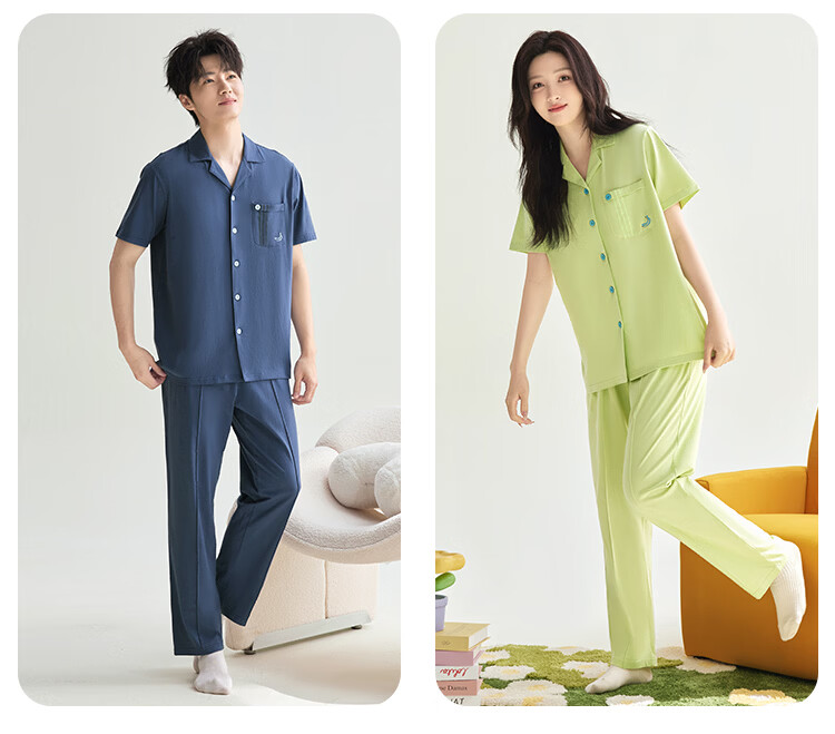 Hodo Cotton Cardigan and Long Pants Couple Women's Pajama Set Pure Cotton Simple Wearable Homewear for Women 16
