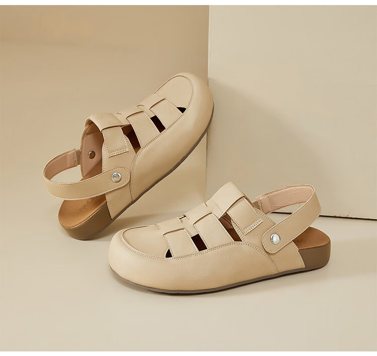 Mulinsen Women’s Rome Hollow Summer Sandals Dual-Wear Clogs Birkenstyle Sandals Beige 37 19