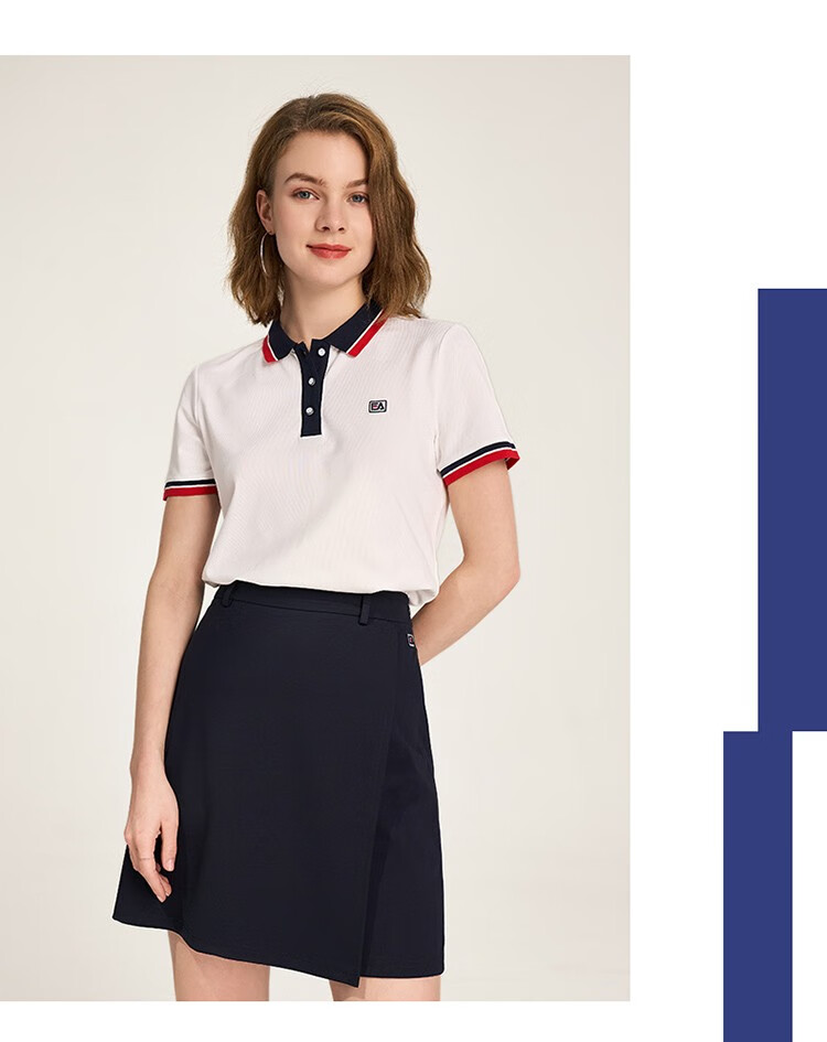 elleactive运动休闲短袖polo衫女士2022夏季新款舒适透气网球衫时尚