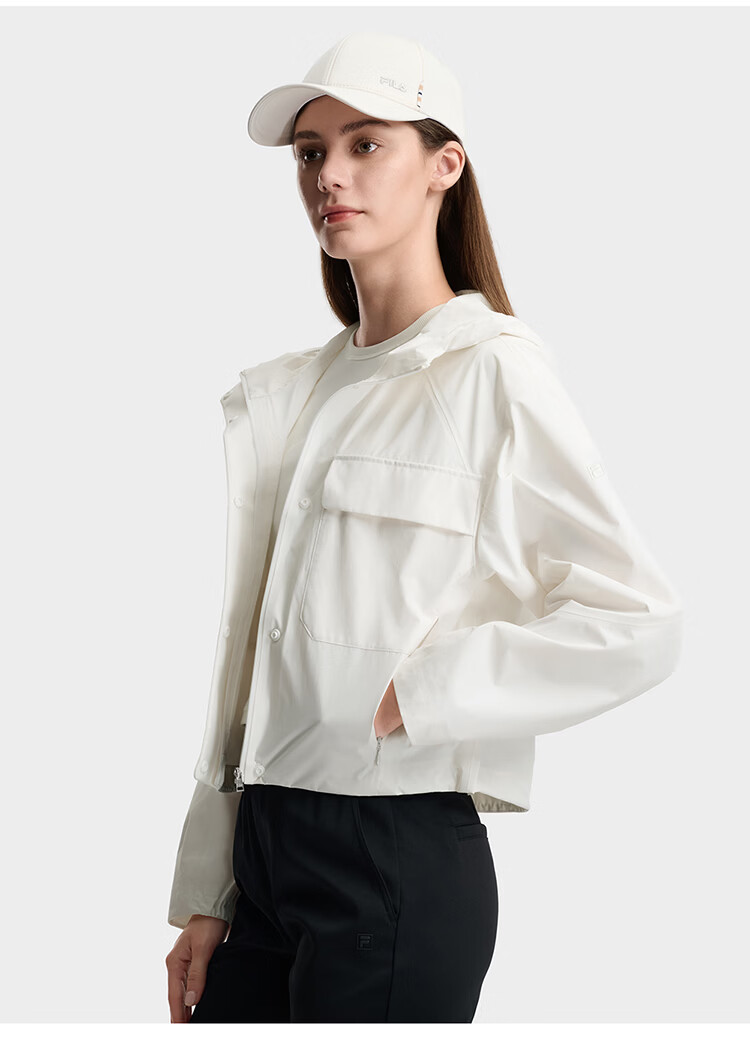 FILA Official Women's Woven Jacket 2026 Summer Casual Simple Comfortable Hooded Coat 10