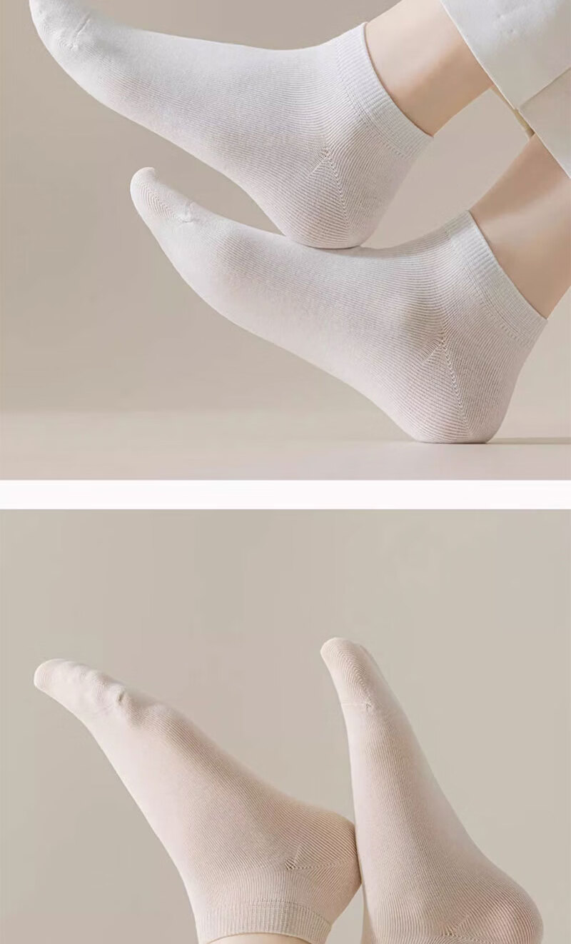 Mianmanman Women's Short Socks Xinjiang Cotton 10A Antibacterial Odor-Resistant No-Slip Low-Cut Socks Non-Slip Heel Short Tube Socks Spring Summer 10 Pairs 14