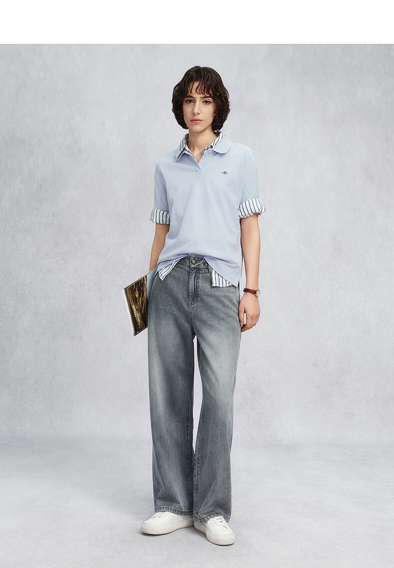 GANT Outstanding Polo Spring Summer Women's Cotton Short Sleeve Polo Shirt with Lapel Collar 682-Cherry Blossom Pink L 11