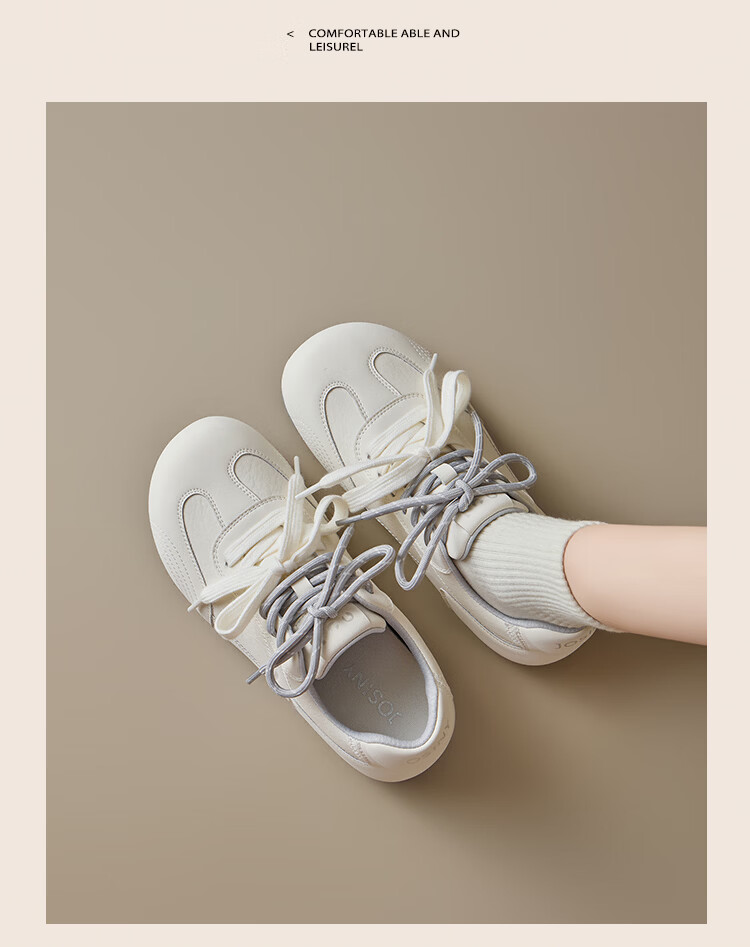 Zhuoshini Internal Height Increasing Trainer Shoes 2026 New Spring Retro Thick Sole White Sports Casual Agan Shoes Off-White Size 35 8