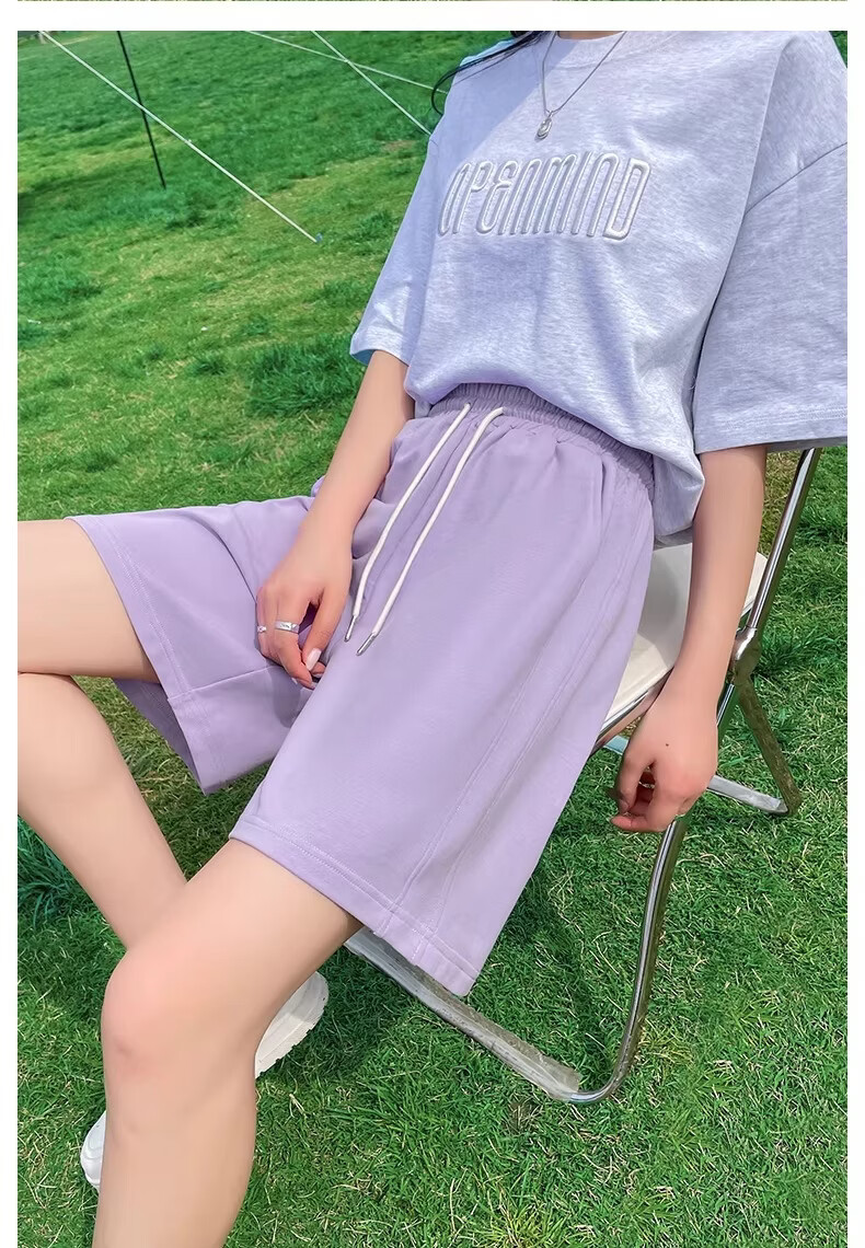 MINISO Women's Sports Shorts 2026 New Summer Lightweight Heather Gray Mid-Length Casual Wide-Leg Five-Point Pants for High School Students 24