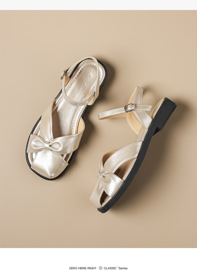 ZHR Flat Sandals Women Vintage Hollow-out Roman Shoes 2026 Summer New Beach Shoes Women KN272 Beige Brown Size 37 17