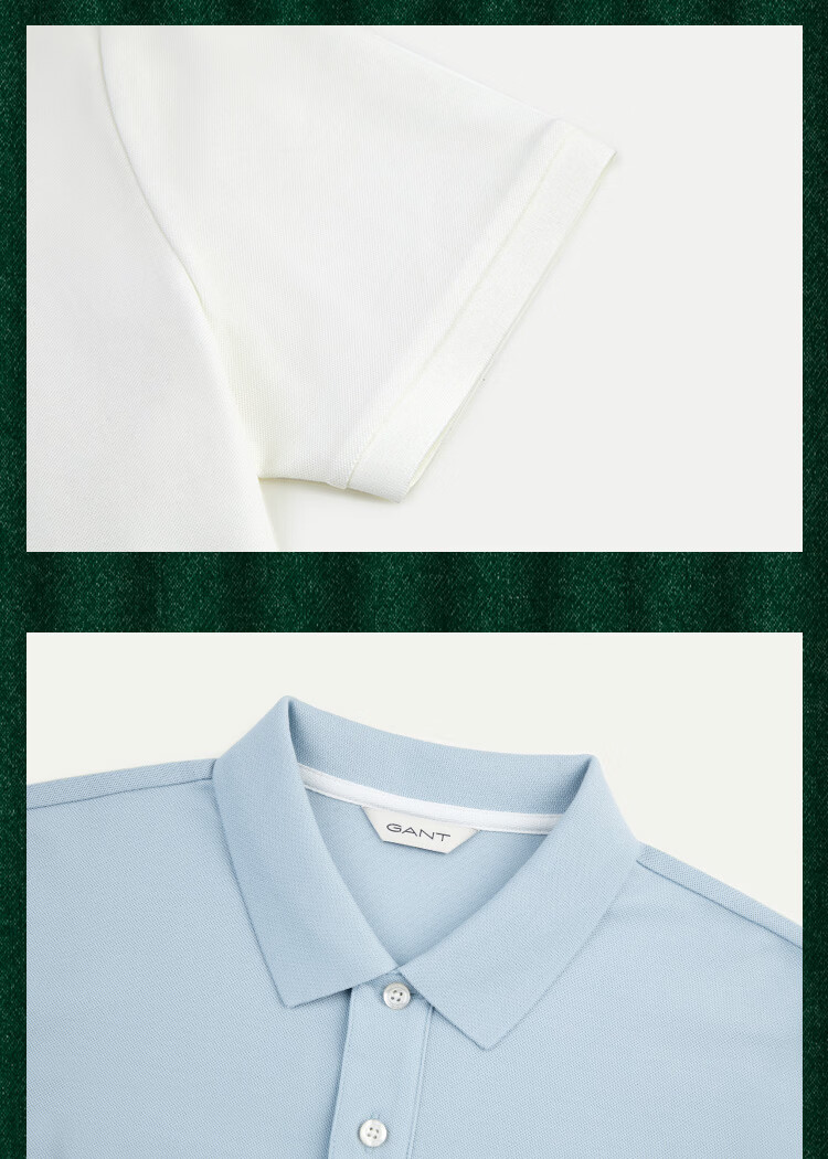 GANT Intelligent Polo 100% Cotton Summer Men's Skin-friendly Antibacterial Short Sleeve T-shirt Light Khaki L 20