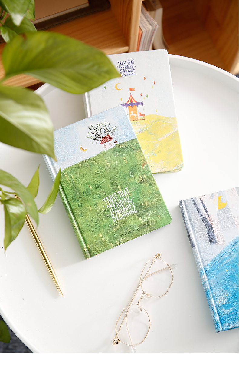 墨苒初品精装记事本彩色插图内页笔记本日记本学生手帐本精美彩页硬面