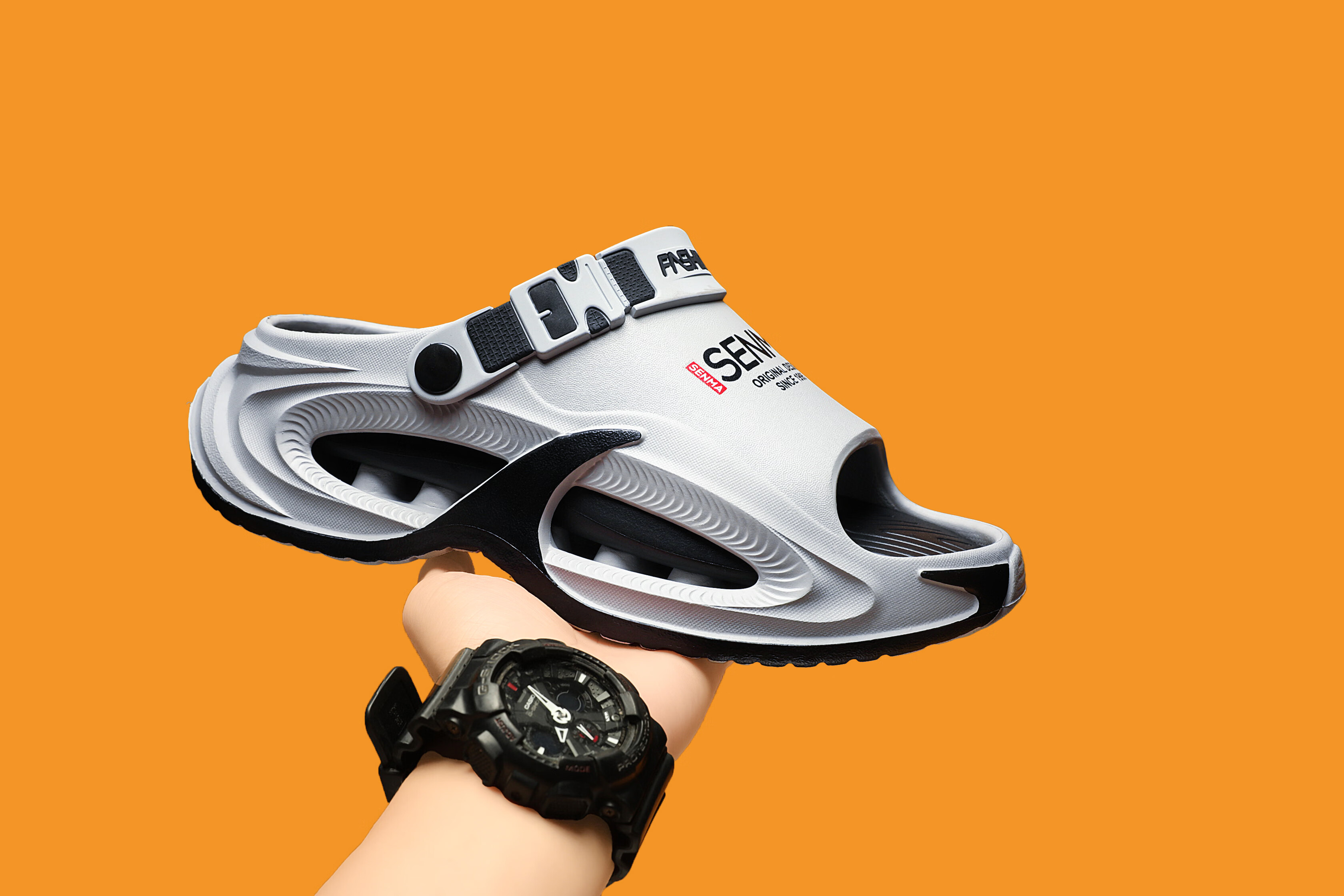 Senma Men's Summer Slippers Outdoor Non-Slip Thick Sole Large Size Beach Sandals White 38-39 17