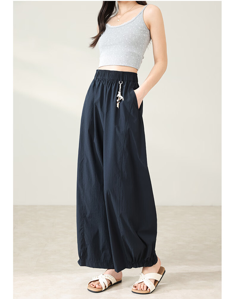 Langsha Chinese Style Flower Bud Casual Pants Women Year of the Horse Spring Summer Thin High Waist Comfortable Wide Leg Lazy Fashion Versatile Pants 20