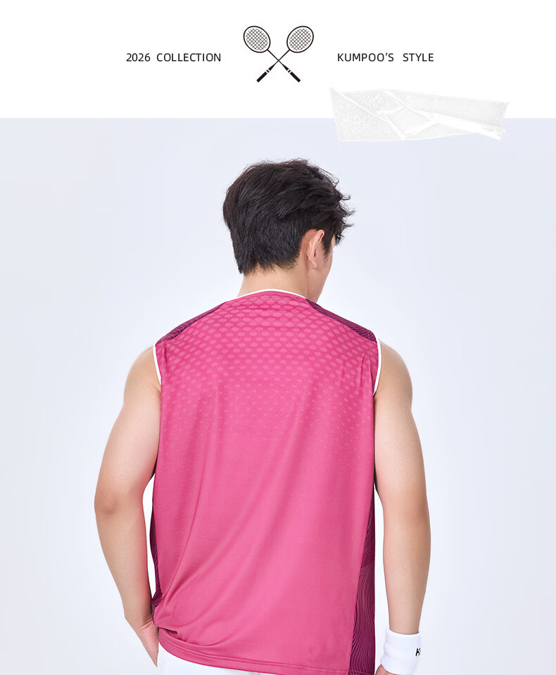 KUMPOO 26th Anniversary New Quick-Dry Breathable Sleeveless Badminton Sports Vest K261M-4057 Dark Blue S 9