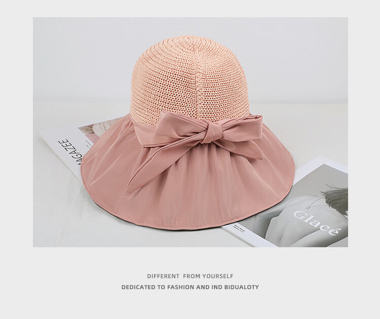 YUYULA Black Vinyl Sunscreen Hat Women Summer Outdoor UV Protection Sun Hat Fashionable Breathable Bucket Hat Beach Hat 22