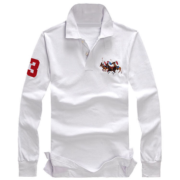 保罗骑士男装经典马标刺绣长袖春秋薄款翻领纯色上衣商务休闲高端polo