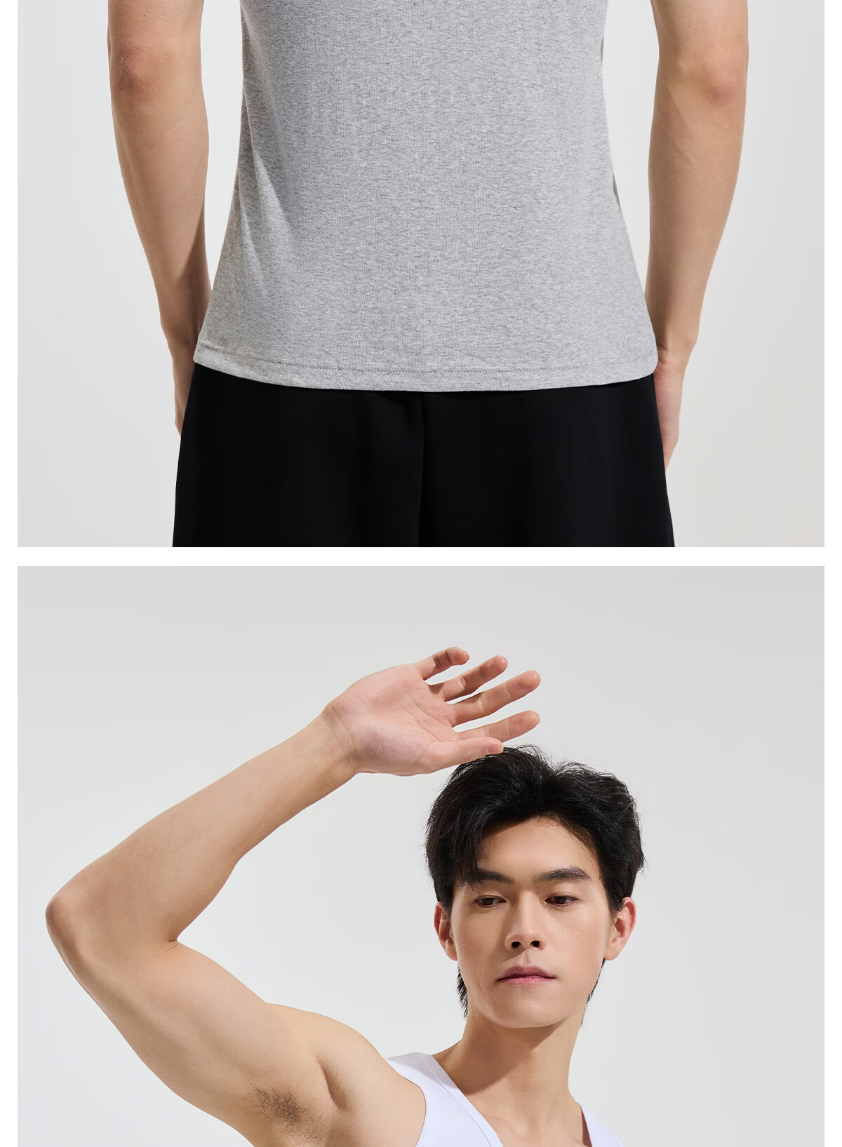 Hengyuanxiang 100% Cotton Men's Sports Vest Sweat-Absorbent Breathable Loose Fit All-Season High Elasticity 2-Pack 15