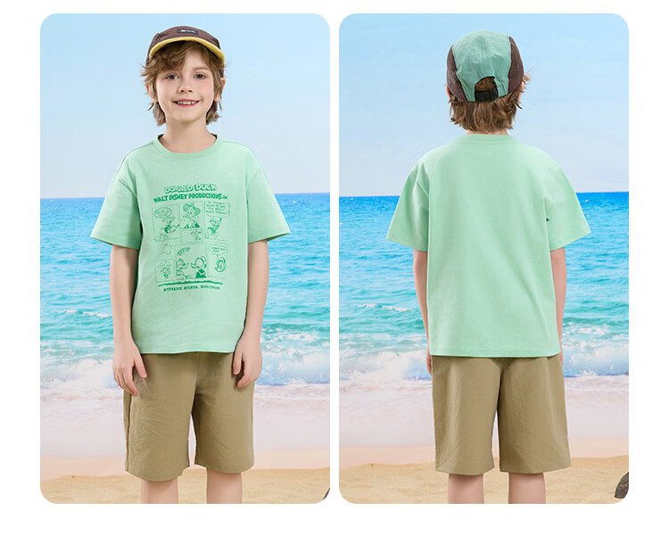 Disney Boys' Casual Short Sleeve T-Shirt and Shorts Set, Off-White, Size 110 12