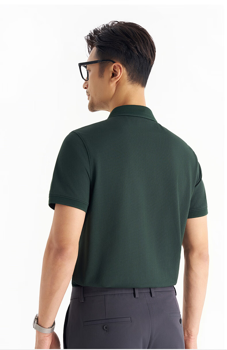 Shirt Lao Luo [Dragon Scale Spring Feather] 5A Mulberry Silk Breathable Antibacterial Short Sleeve Polo Shirt 255X0P921S Black XL 20