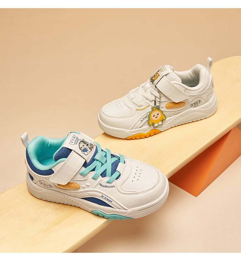 Xtep Kids Boys Egg Waffle Casual Sneakers Toddler Sports Shoes Classic White/Ceramic Blue/Sky Blue Size 32 17