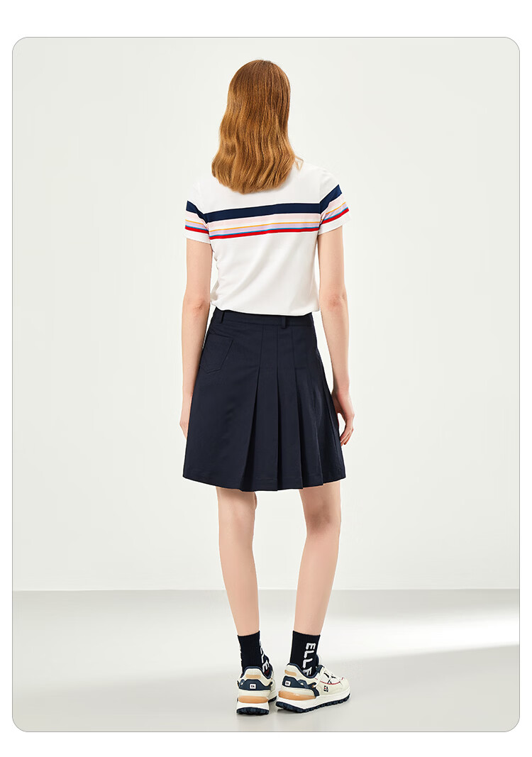 ELLE ACTIVE Fashion Color-Block Striped Polo Shirt Women Short Sleeve Casual Sports T-Shirt Summer Vibrant Collared Top White L 15