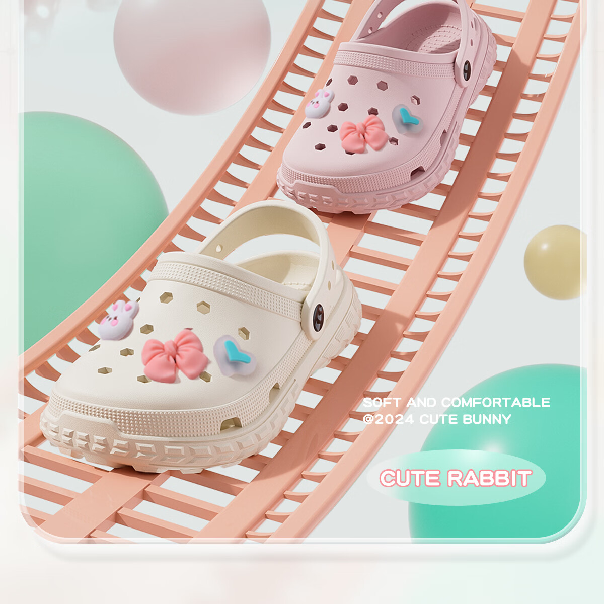 Runrou [No Carcinogenic Phthalates] Children's Slippers for Girls Ages 6-12 Summer Non-Slip EVA Odor-Resistant Hole Shoes for Girls 4