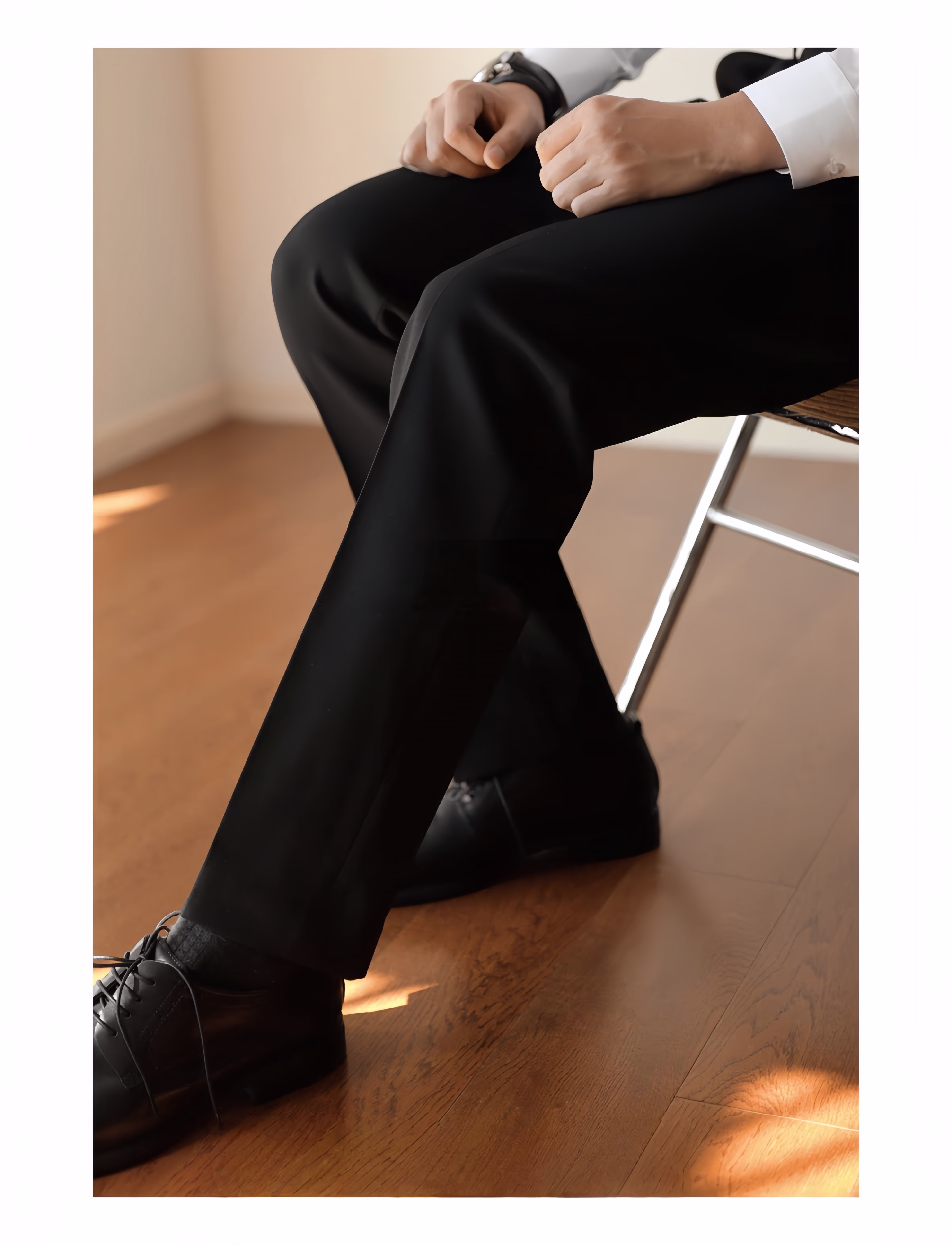 PLAYBOY Wrinkle-Resistant Non-Iron Slim Fit Stretch Breathable Straight-Leg Business Pants for Men Spring Summer All-Season 5
