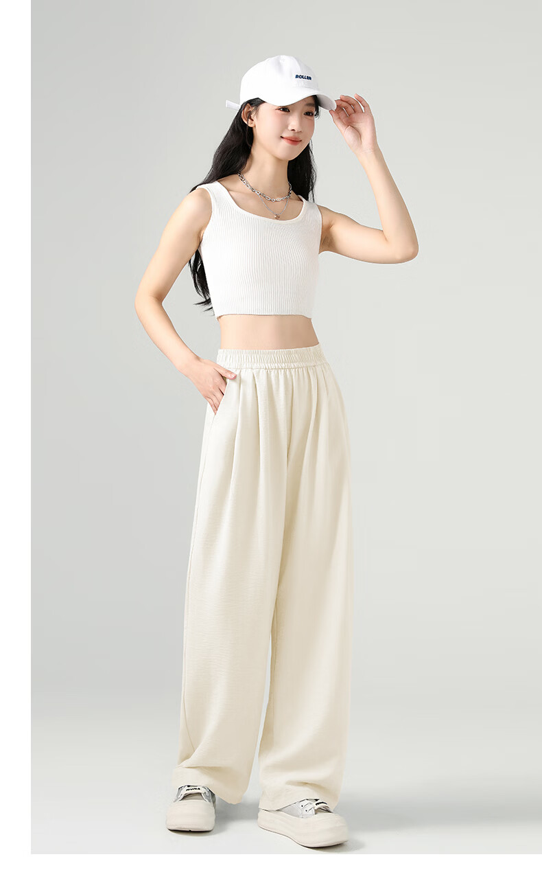 La Chapelle Textured Milk Puff Wide-Leg Pants for Women 2026 Summer New High-Waist Draped Slimming Lightweight Breathable Casual Pants 18