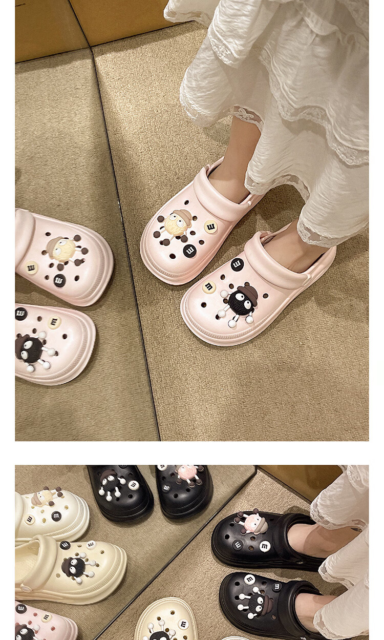 AILAIJIA Cute Thick Sole Clogs Women Open Toe Slippers Summer Outdoor Sandals Black Size 38-39 13