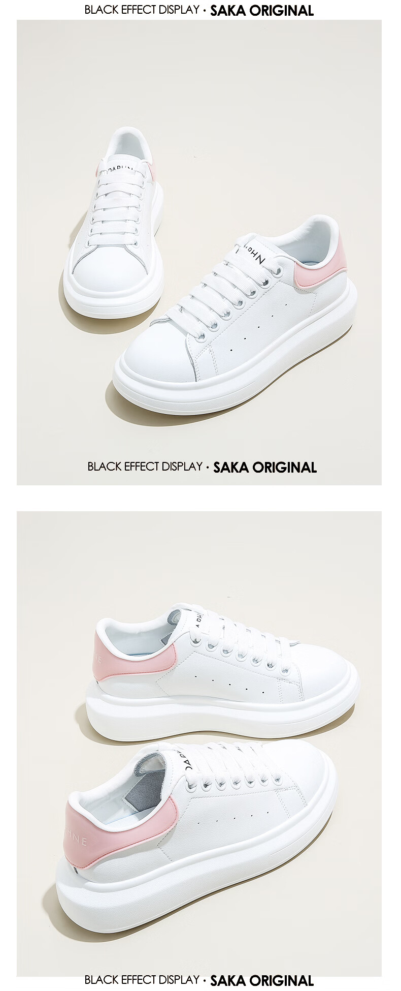 Daphne Popular White Sneakers for Women 2026 Spring New Versatile Sports Casual Shoes White Pink Size 37 11